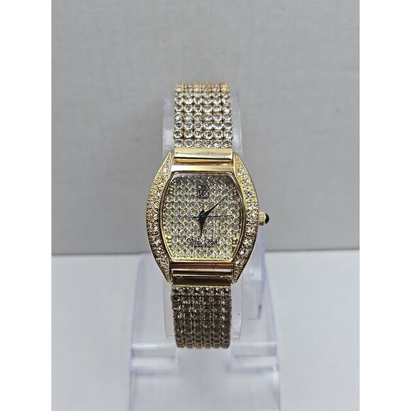Victoria Wieck Gold Tone Pave Crystal Watch New Battery Womens Quartz Bracelet - Picture 1 of 10